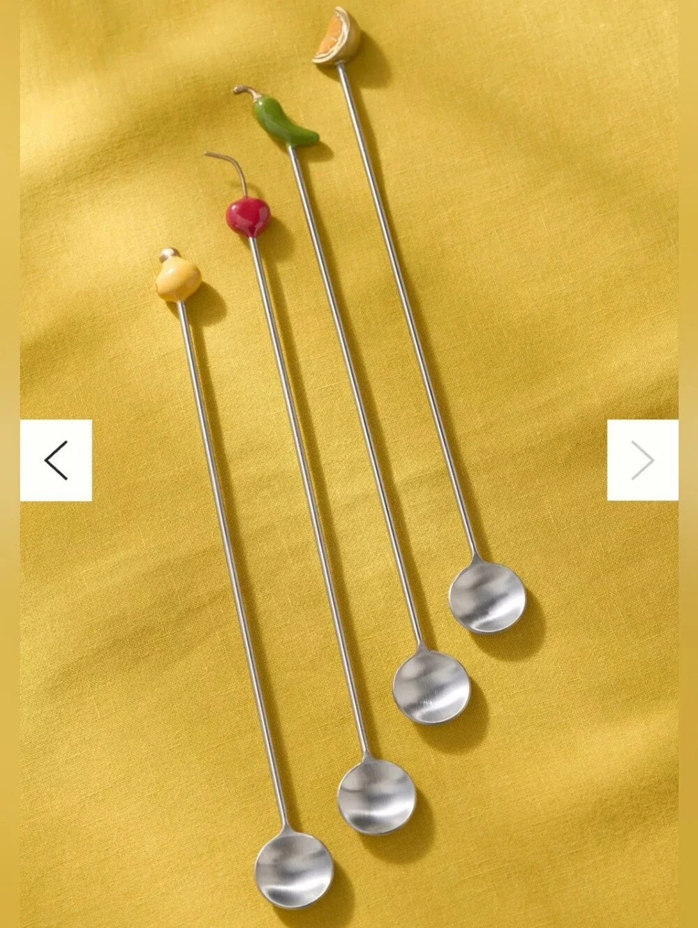Anthropologie New, In Box, Garnish Cocktail Spoons, Set of 4